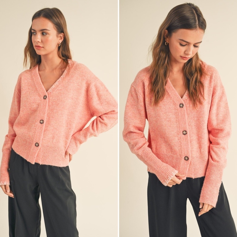 & Merci Peach Pink Button Up Cardigan Women’s Size Small
